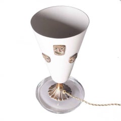 1950s Steel Brass and Glass Mask Table Lamp in Style of Gio Ponti