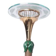 1940's stunning polychrome & glass tablelamp attributed to Luigi Brusotti