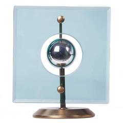 Tischlampen aus Messing und farbigem Glas aus den 1950er Jahren, Cristal Art zugeschrieben