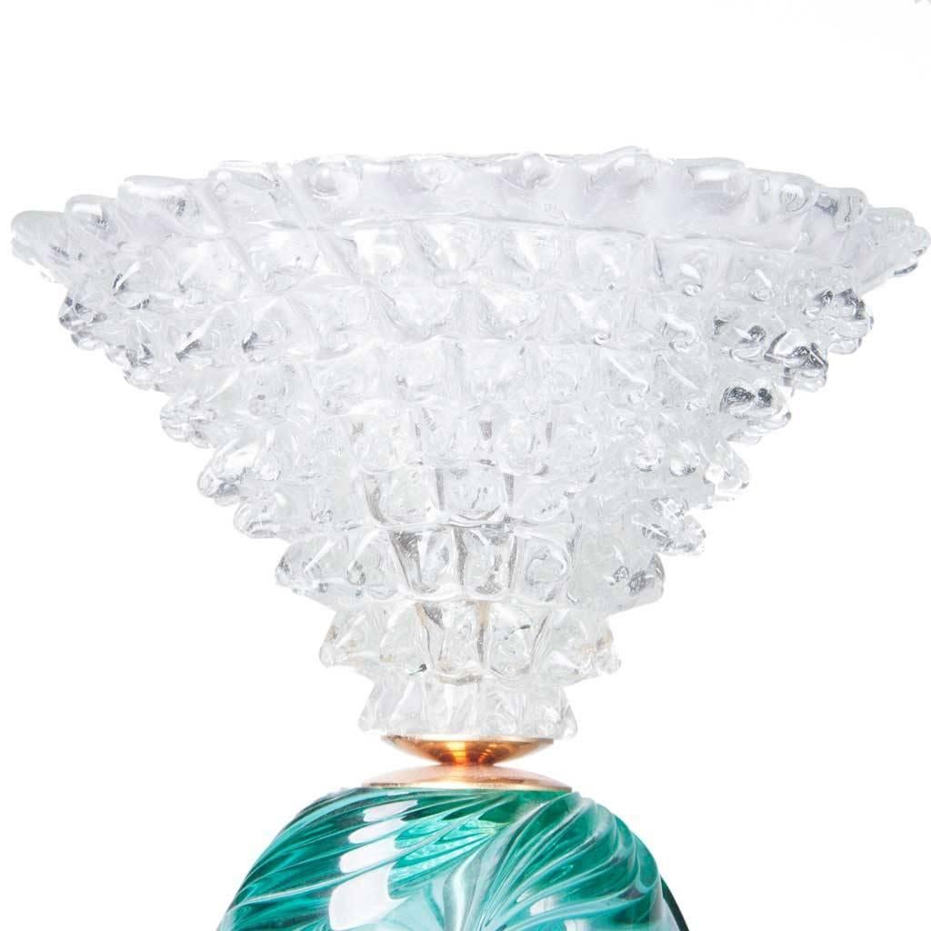 Majestic table lamp attributed to Barovier, each layer a different cut that makes the light sparkle through the room.