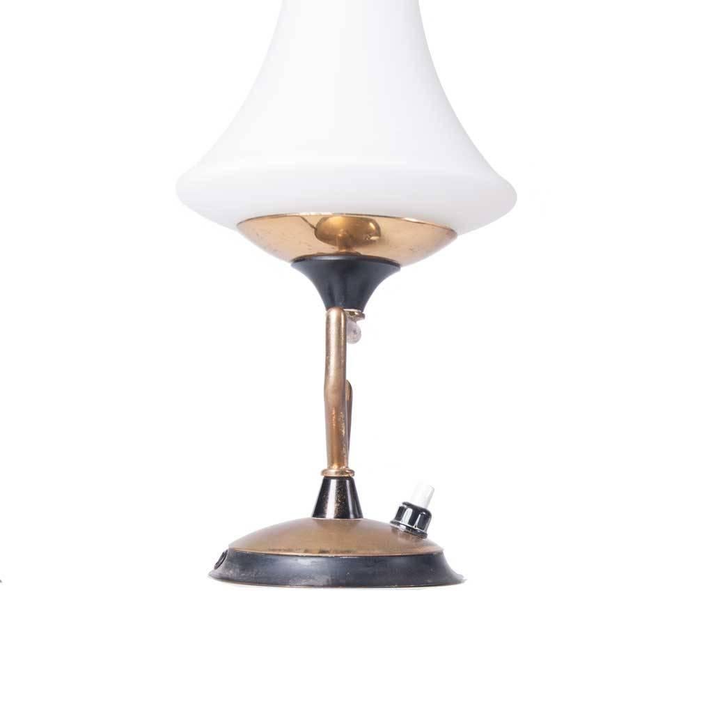 Mid-Century Modern 1950s Glass and Brass Table Lamp Attributed to Stilnovo For Sale