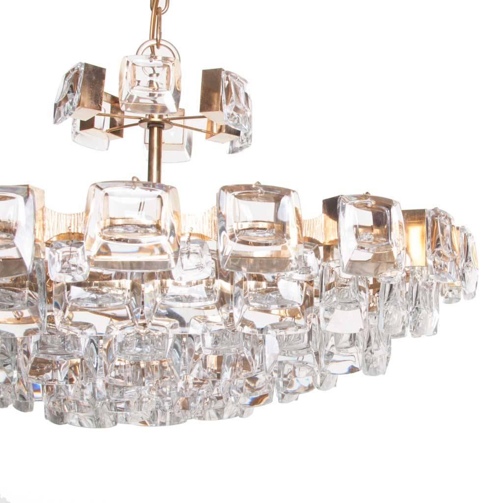 Mid-Century Modern 1960s, Crystal and Brass Six Lights Chandelier by Palwa