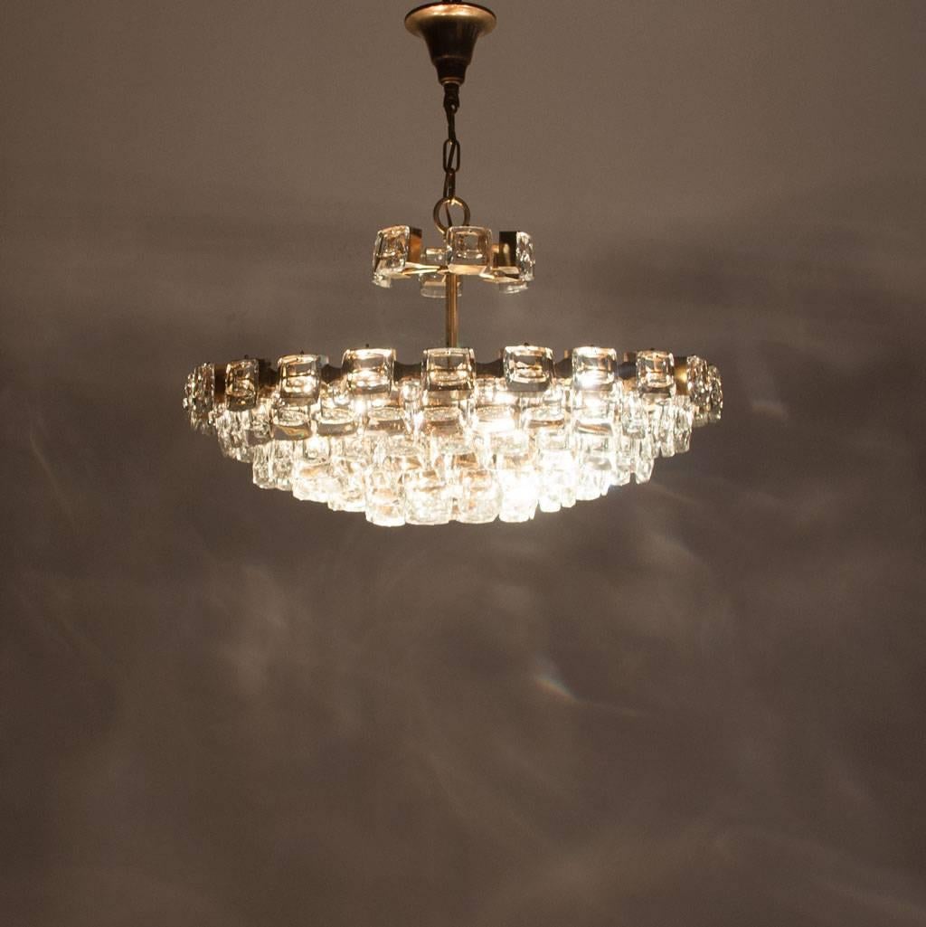 1960s, Crystal and Brass Six Lights Chandelier by Palwa 2