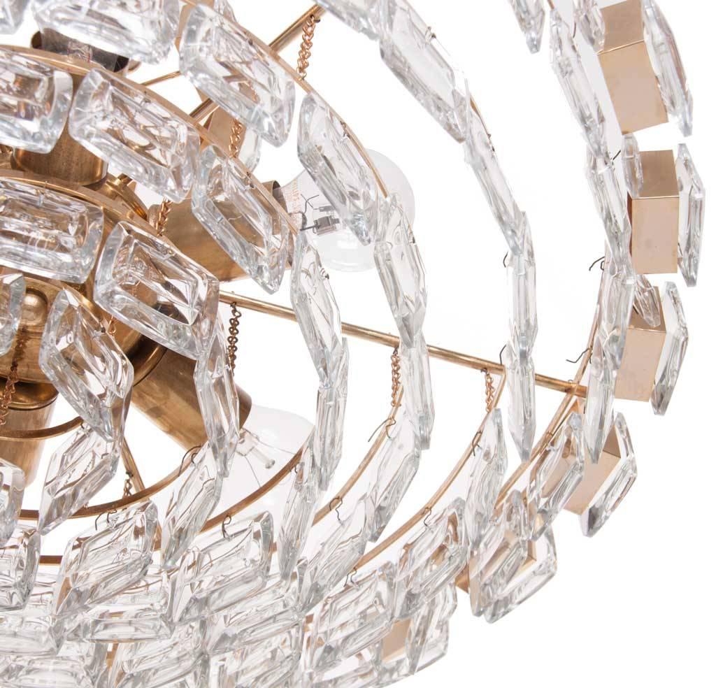 20th Century 1960s, Crystal and Brass Six Lights Chandelier by Palwa