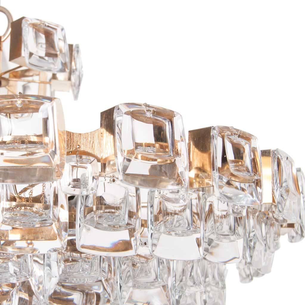 1960s, Crystal and Brass Six Lights Chandelier by Palwa 1