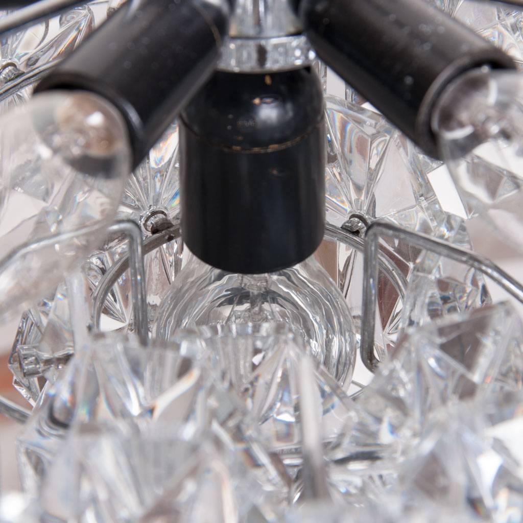 Mid-Century Modern 1960s Crystal and Chrome Seven-Light Chandelier by Kinkeldey For Sale