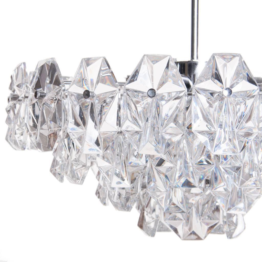 20th Century 1960s Crystal and Chrome Seven-Light Chandelier by Kinkeldey For Sale