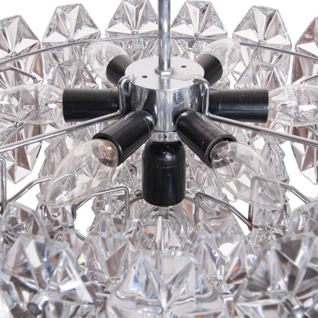 1960s Crystal and Chrome Seven-Light Chandelier by Kinkeldey In Good Condition For Sale In Amsterdam, NH