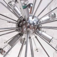 1960s Murano Glass and Chrome, Six-Light Flower Chandelier