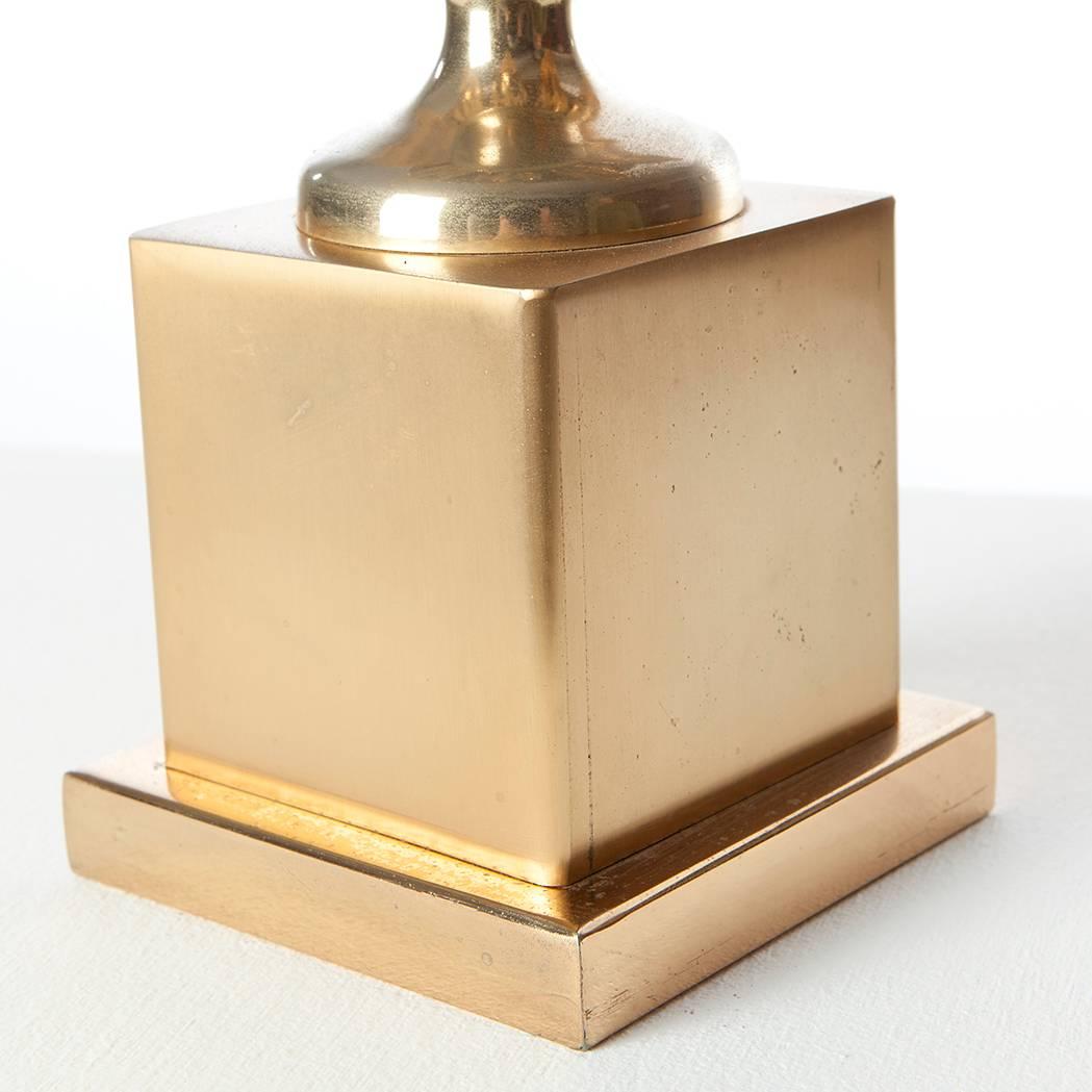 French 1970s Brass Table Lamp Attributed to Maison Le Dauphin For Sale