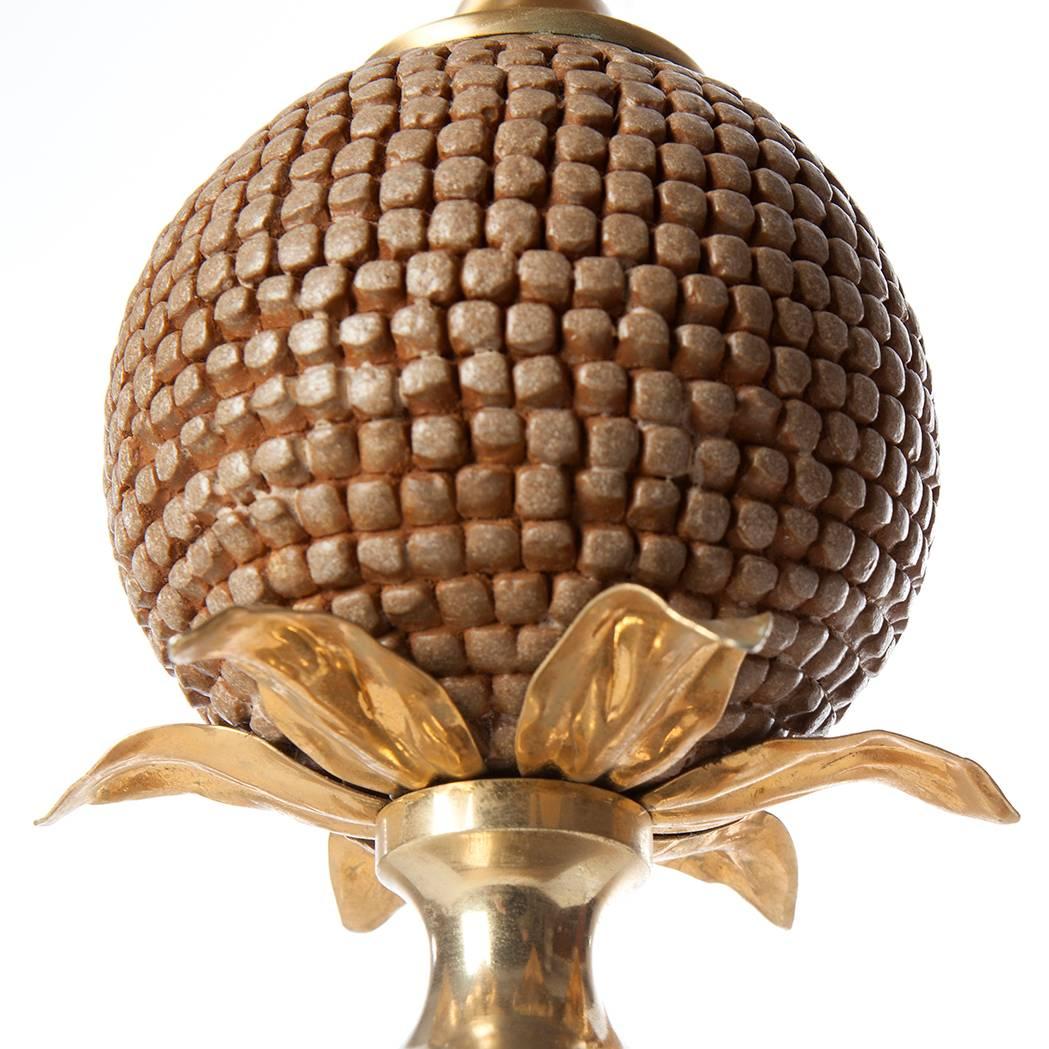 Lampe de table en laiton des années 1970 attribuée à la Maison Le Dauphin Bon état - En vente à Schoorl, NL