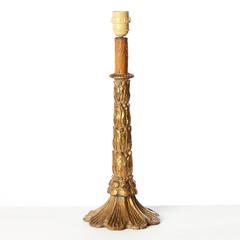 Gilted Wood Candlestick Table Lamp