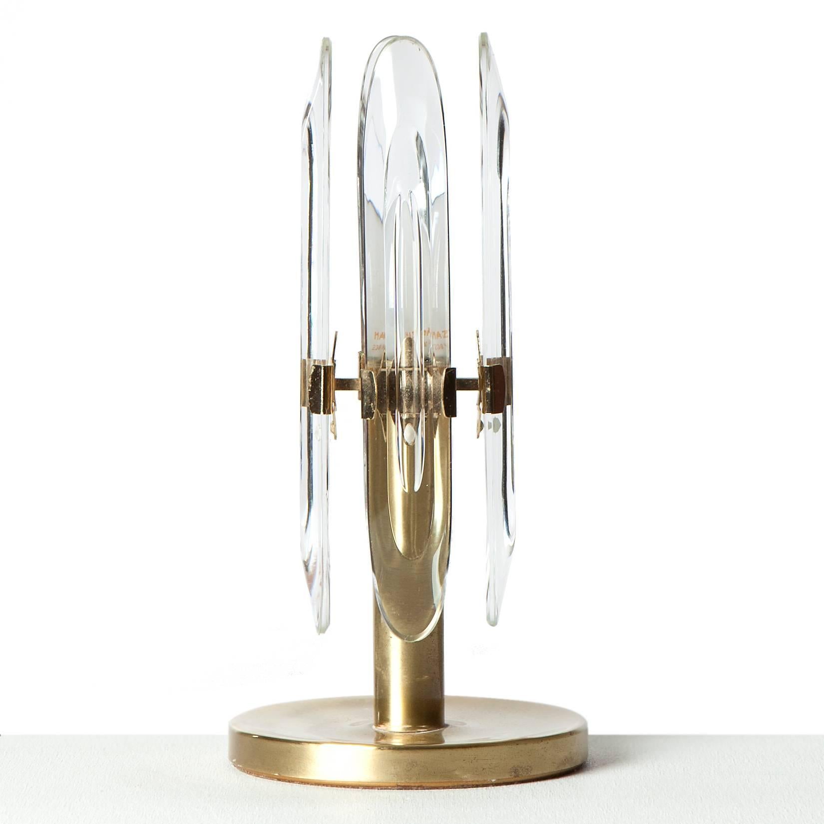 20th Century 1970s Brass and Glass Table Lamps by Gaetano Sciolari For Sale