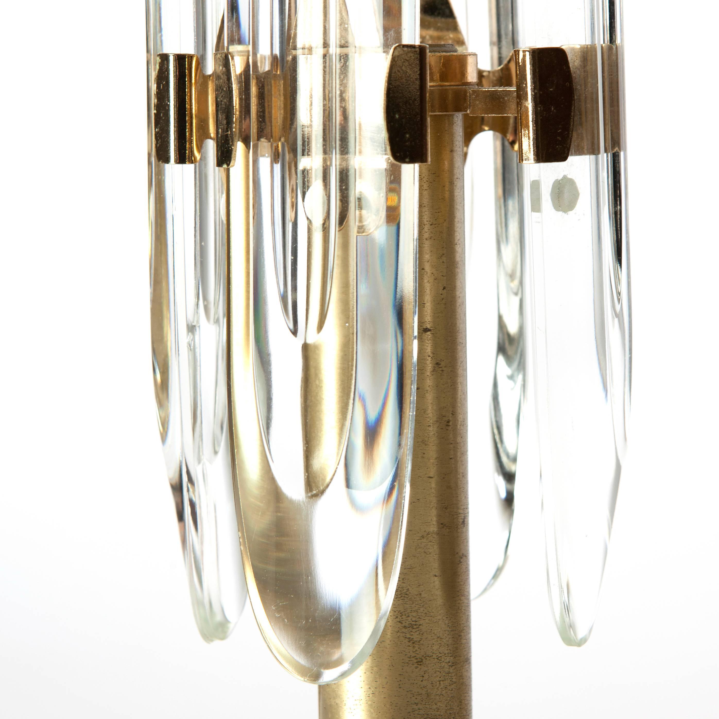 Mid-Century Modern 1970s Brass and Glass Table Lamps by Gaetano Sciolari For Sale