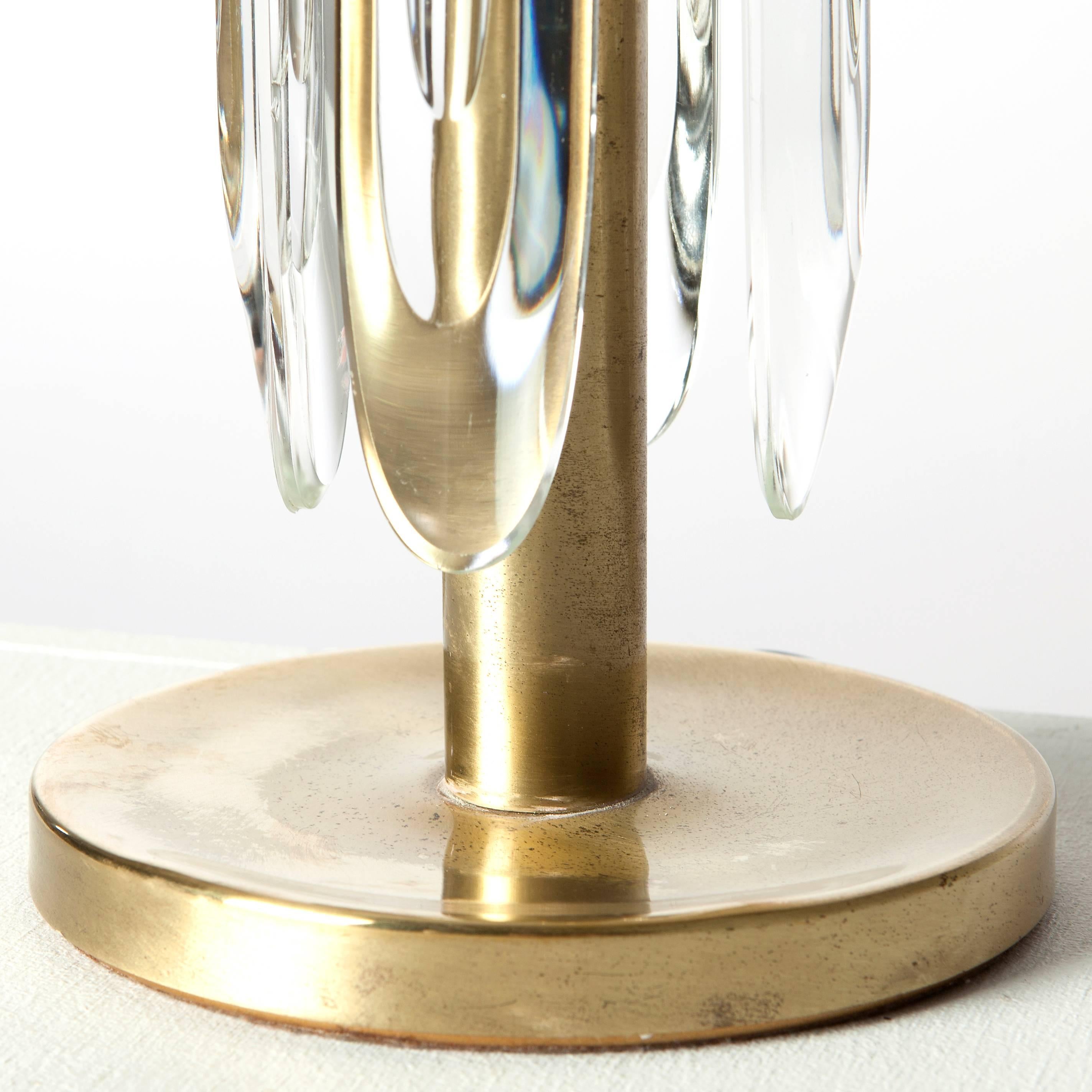 Italian 1970s Brass and Glass Table Lamps by Gaetano Sciolari For Sale