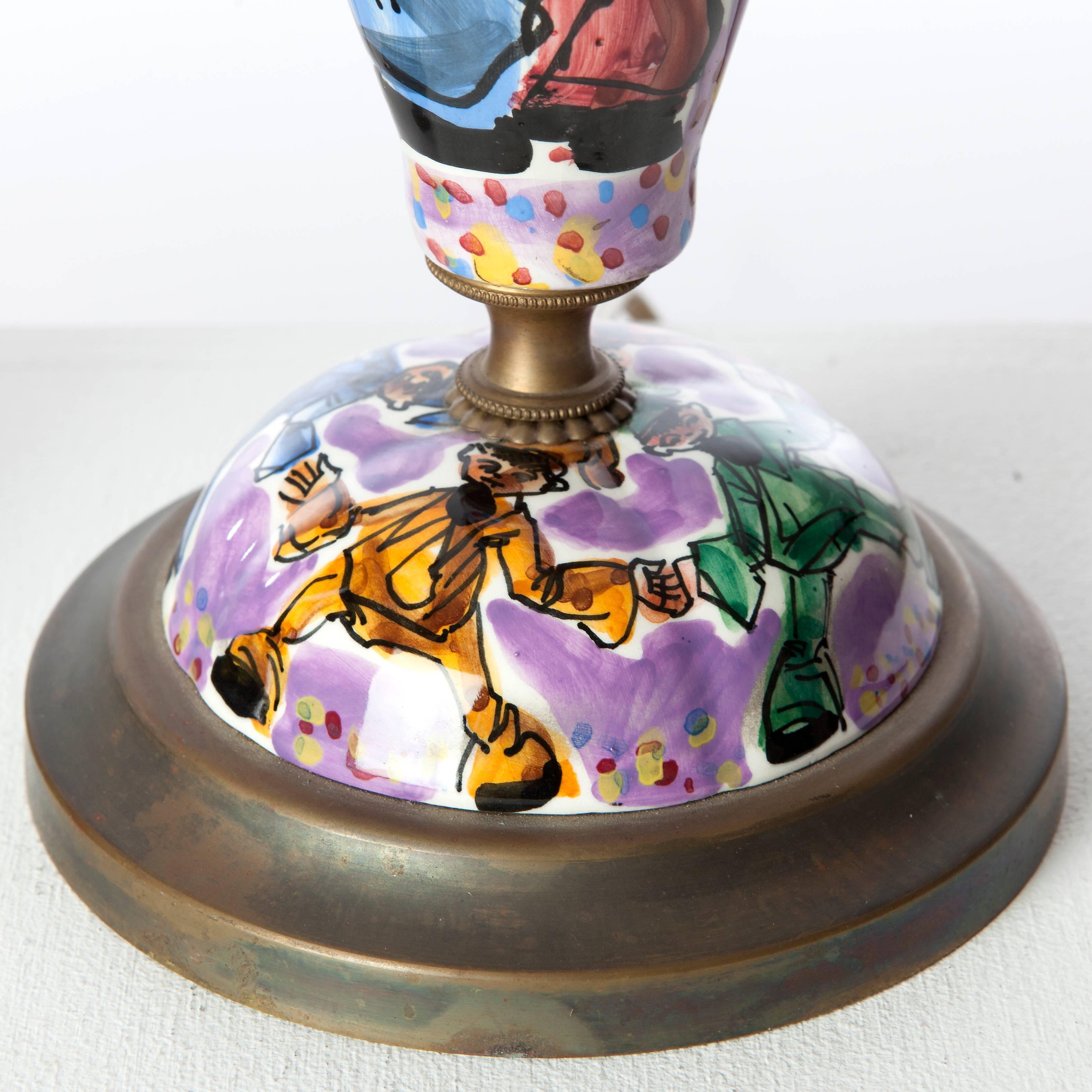 Beautiful Italian Table Lamps with Multiple Color Clowns For Sale 4