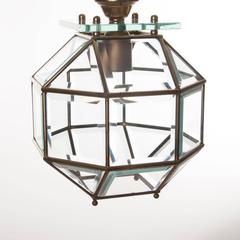 1950s Glass and Brass Lantern Attributed to Fontana Arte