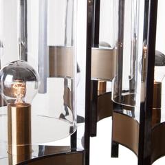 1960er Sechs-Licht-Kronleuchter aus Chrom und Glas von Gaetano Sciolari