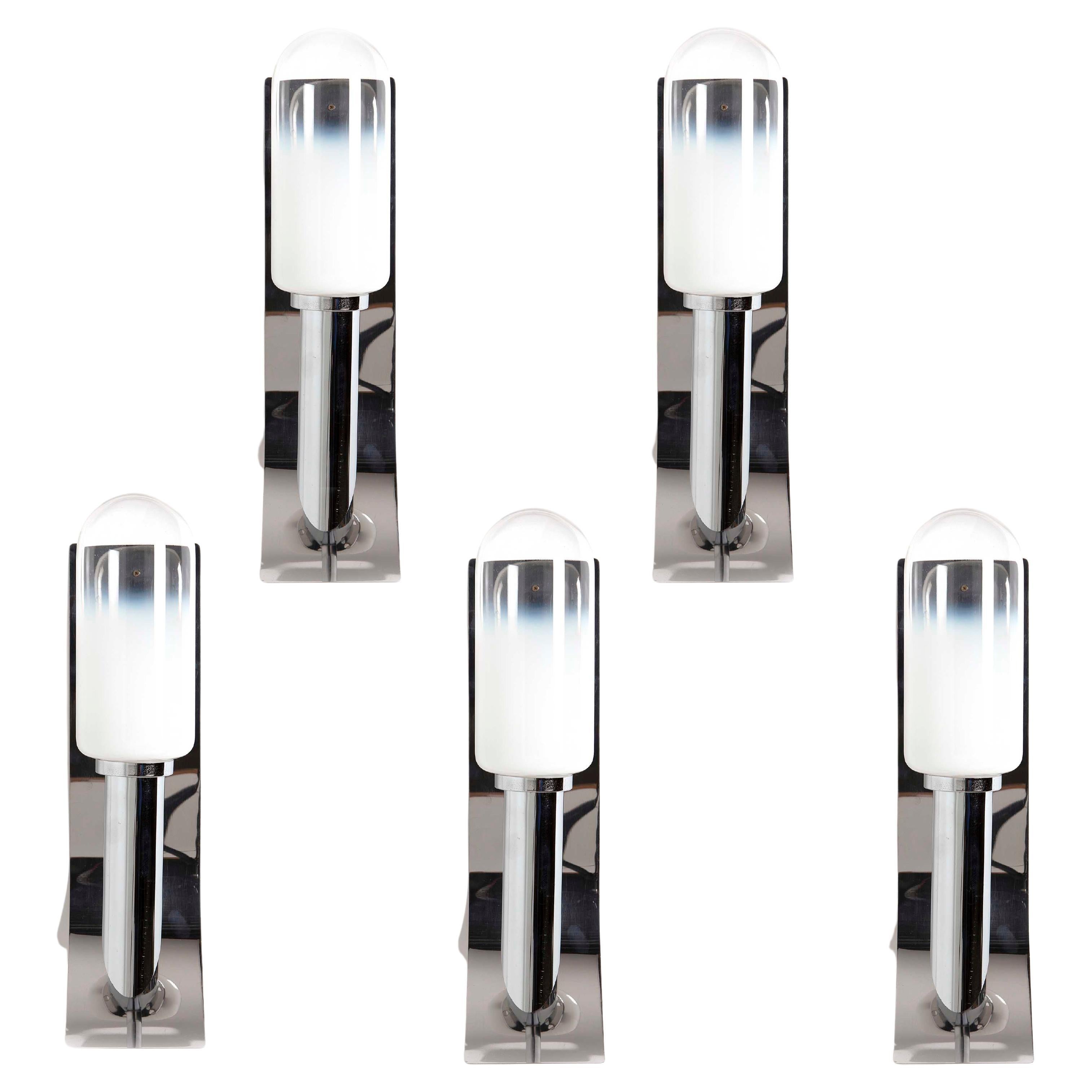 1970's Chrome & Glass Wall light Attributed to Carlo Nason For Sale