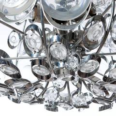 1960's six light chromed steel and glass chandelier by Stilkronen