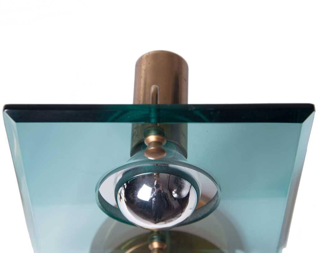Mid-Century Modern 1950's Brass & colored glass table lamps attributed to Cristal Art For Sale