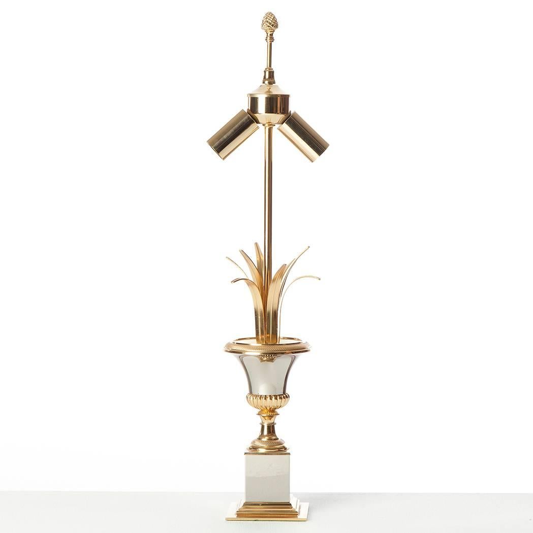1960s Brass and Nickel Table lamps attributed to Maison Charles For Sale 2