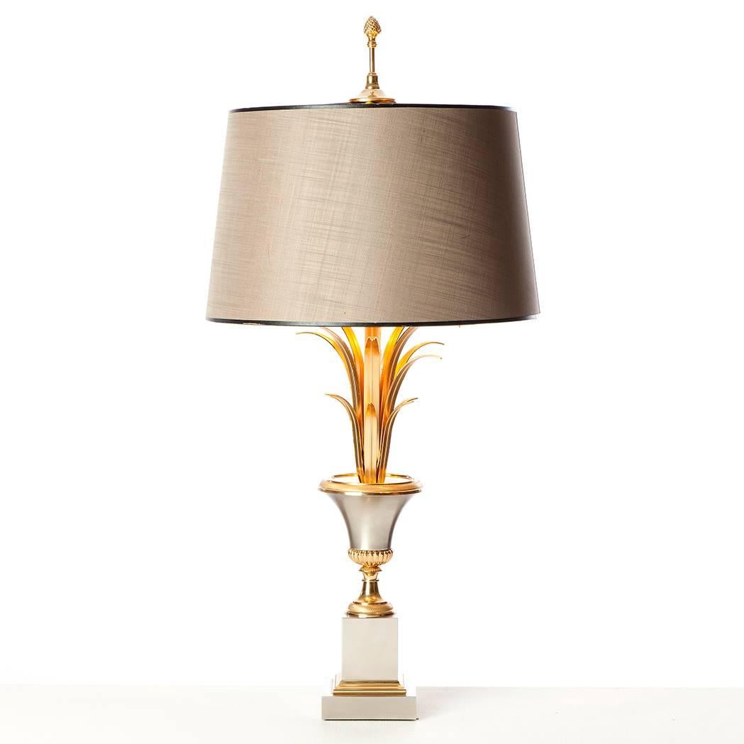 1960s Brass and Nickel Table lamps attributed to Maison Charles For Sale 3