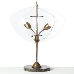 1950s Marble, Brass and Glass Table Lamp Attributed to Fontana Arte