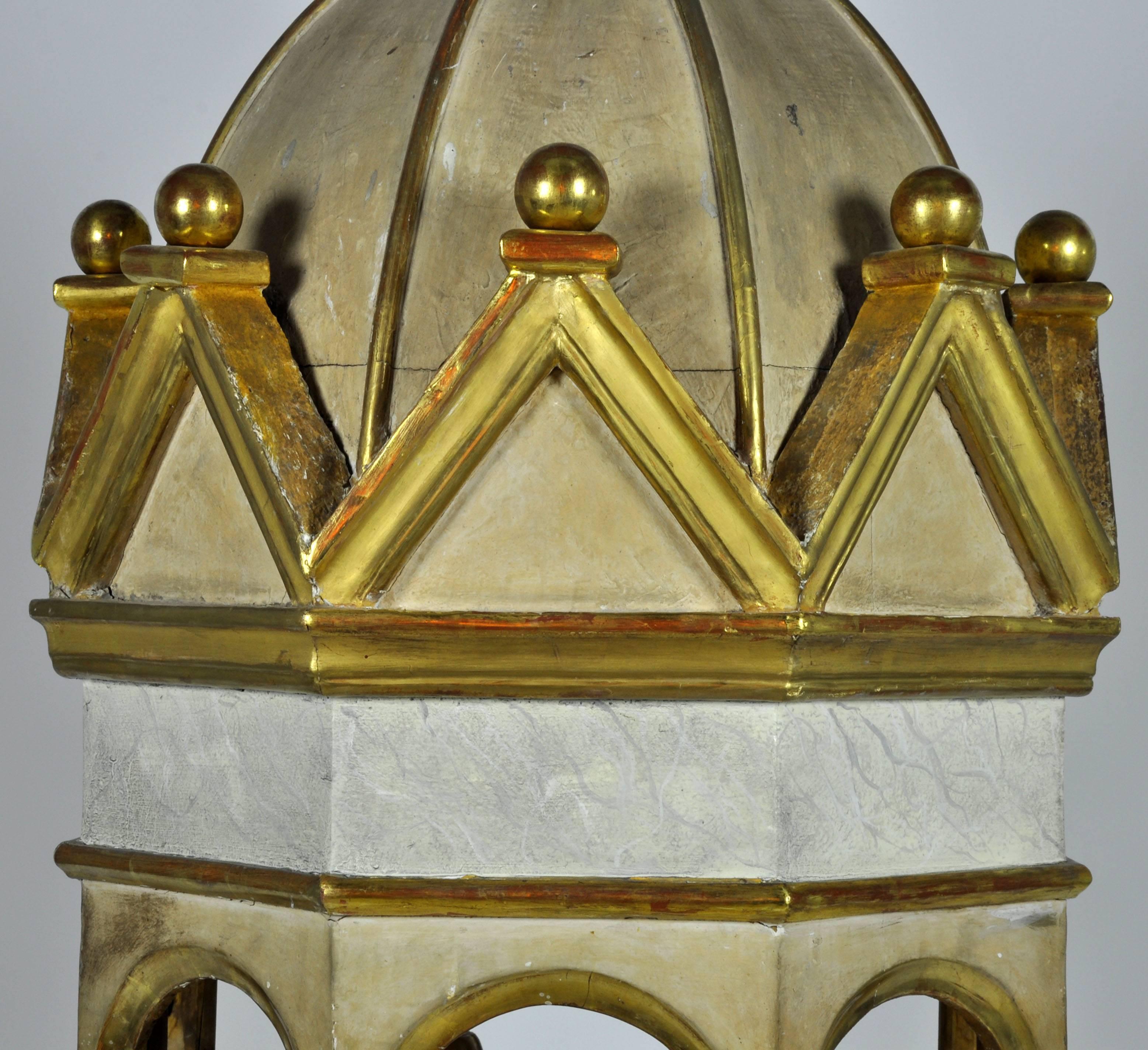 Wood Unique 19th Century Italian Giltwood Octagonal Domed Pavilion Model