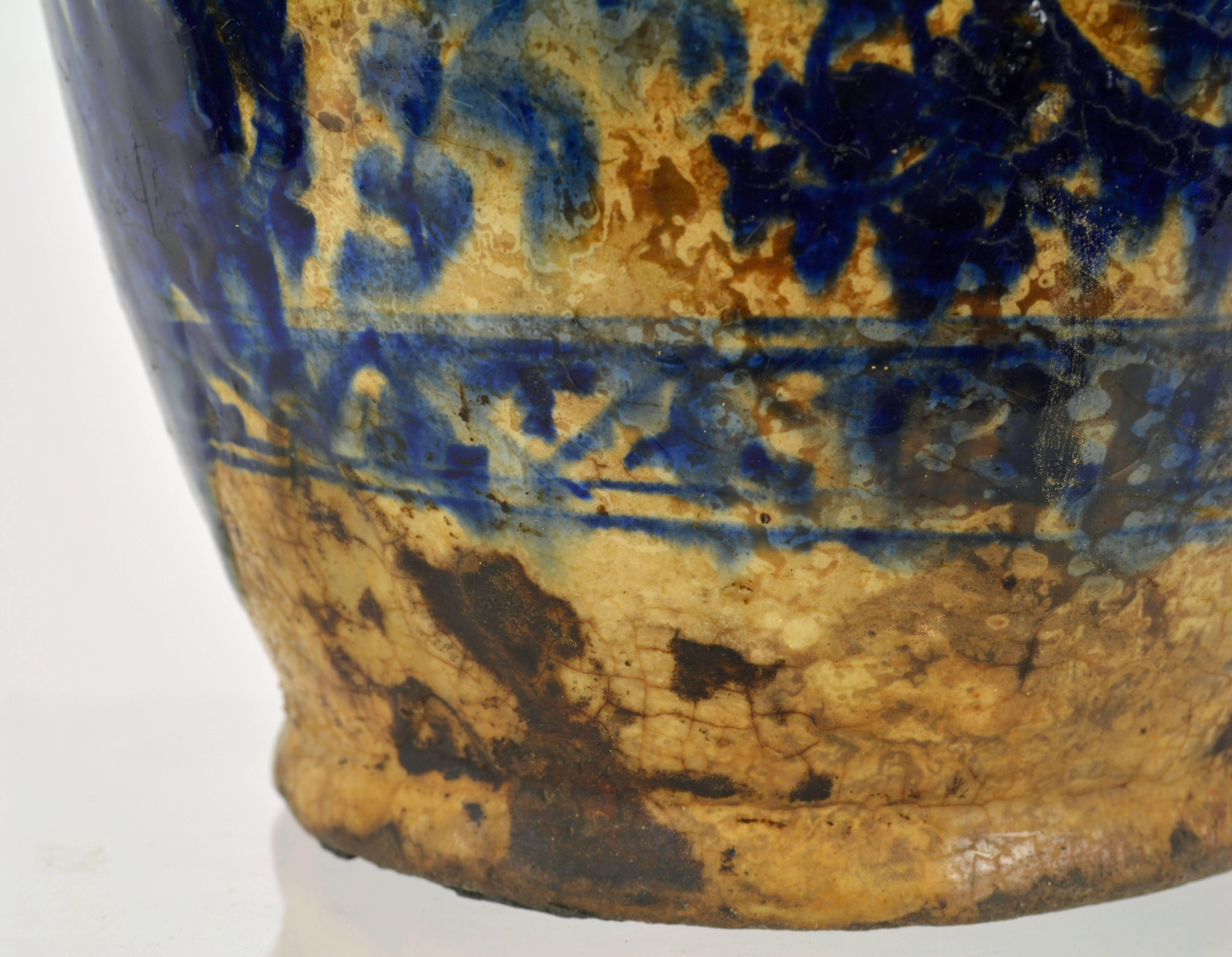 Rare Islamic Mamluk Period 16th Century Likely Syrian Blue and White Ceramic Jar 1