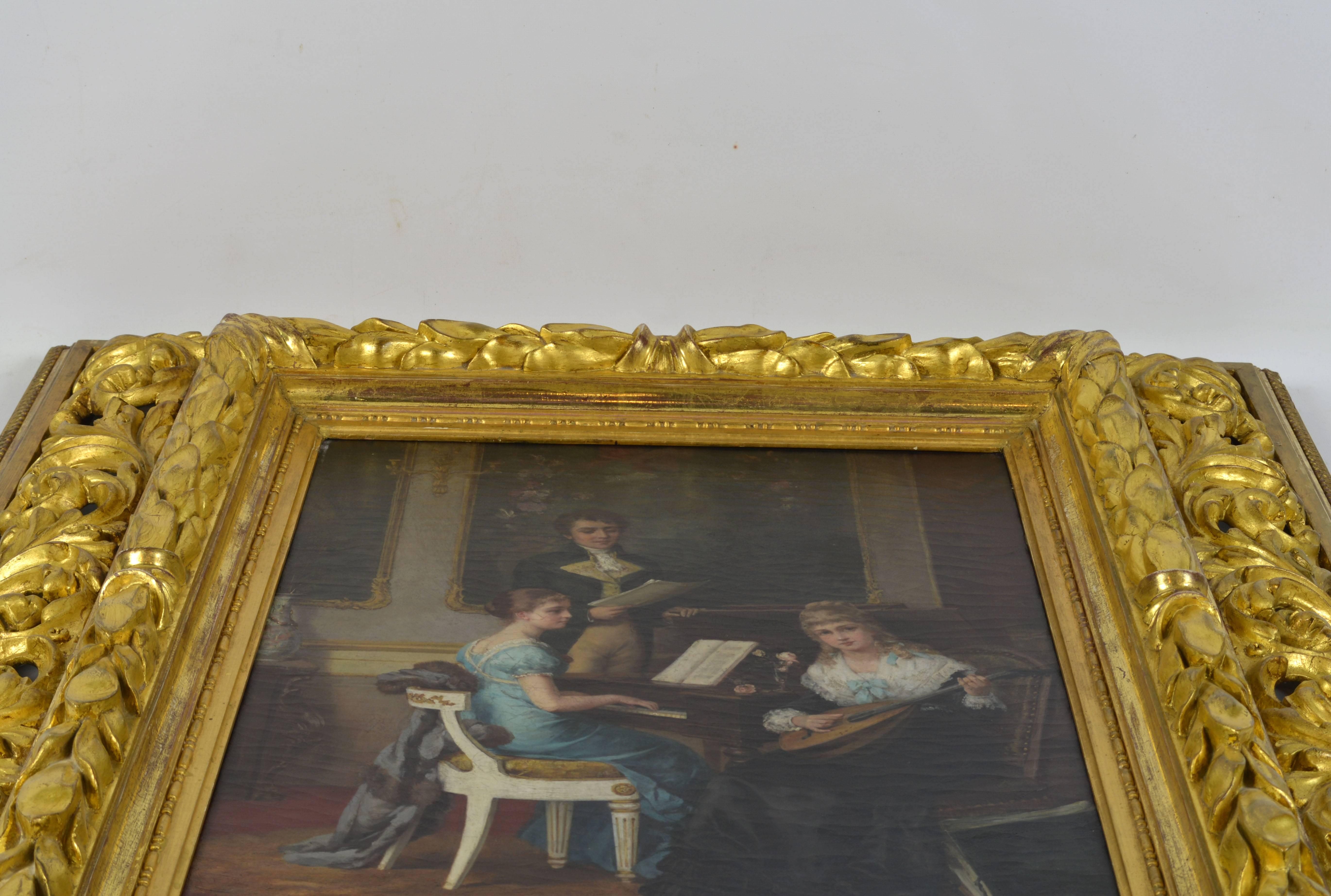 'The Music Hour' by Karl Schellbach, Carved Louis XVI Open Work