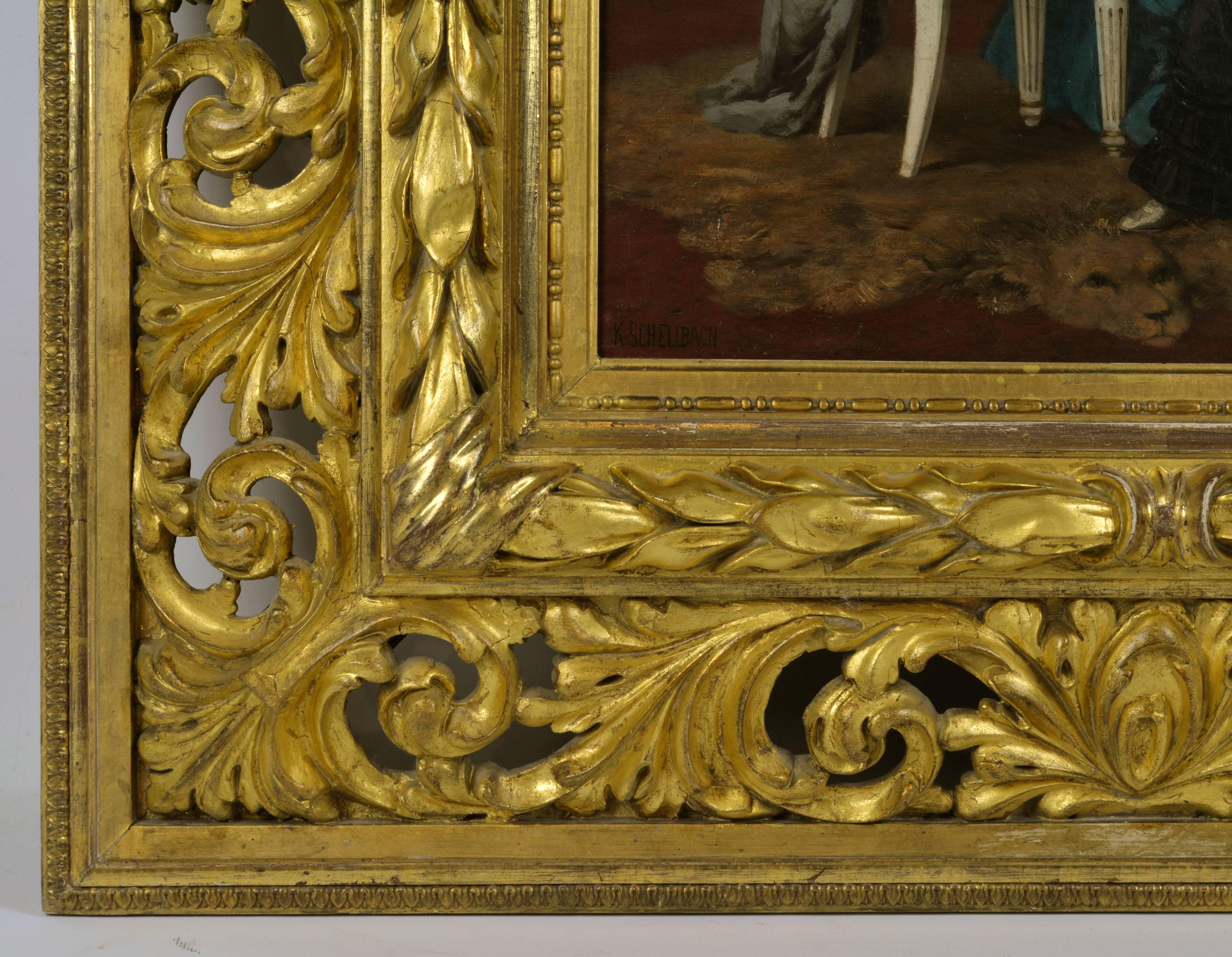 'The Music Hour' by Karl Schellbach, Carved Louis XVI Open Work