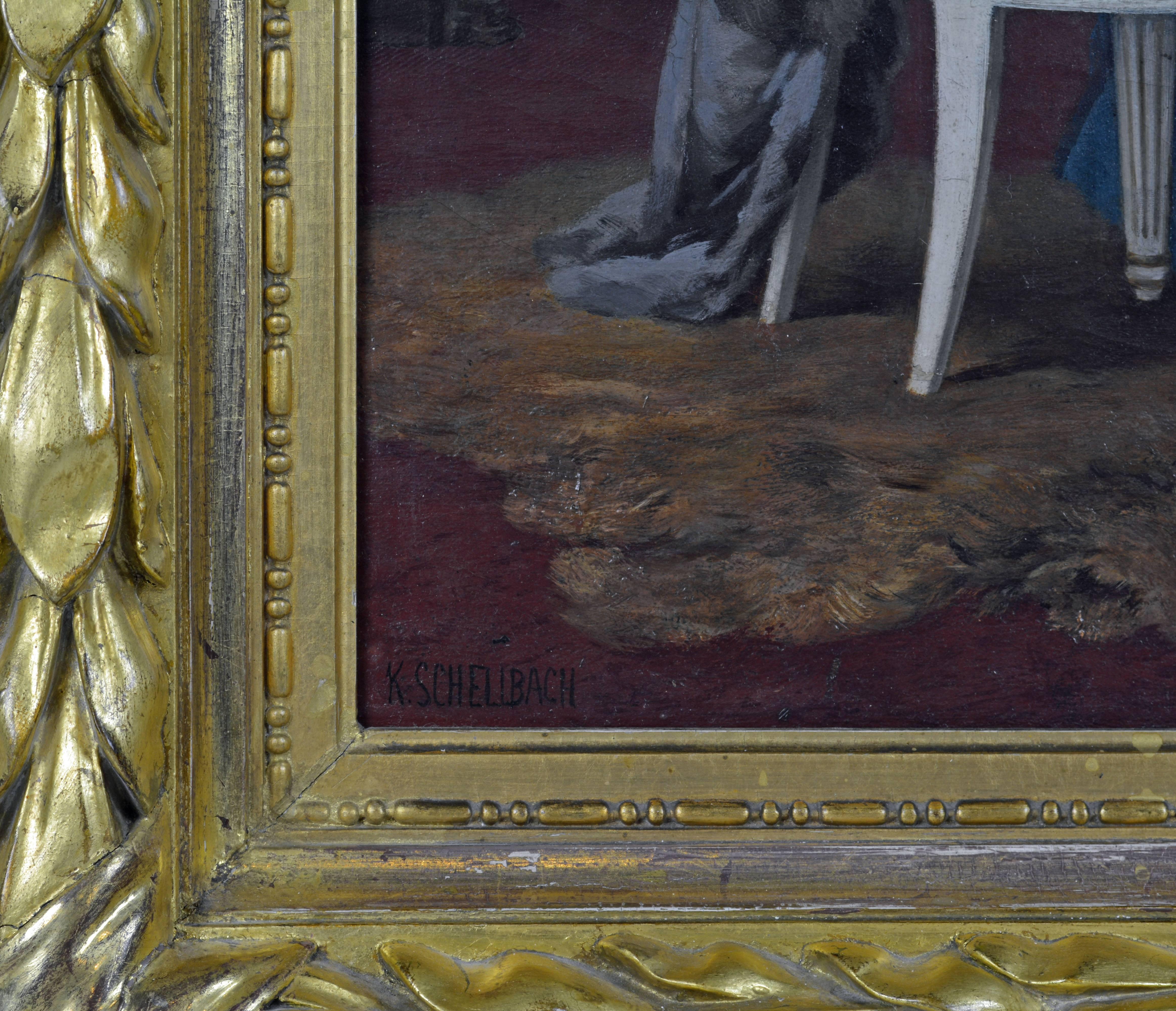 'The Music Hour' by Karl Schellbach, Carved Louis XVI Open Work