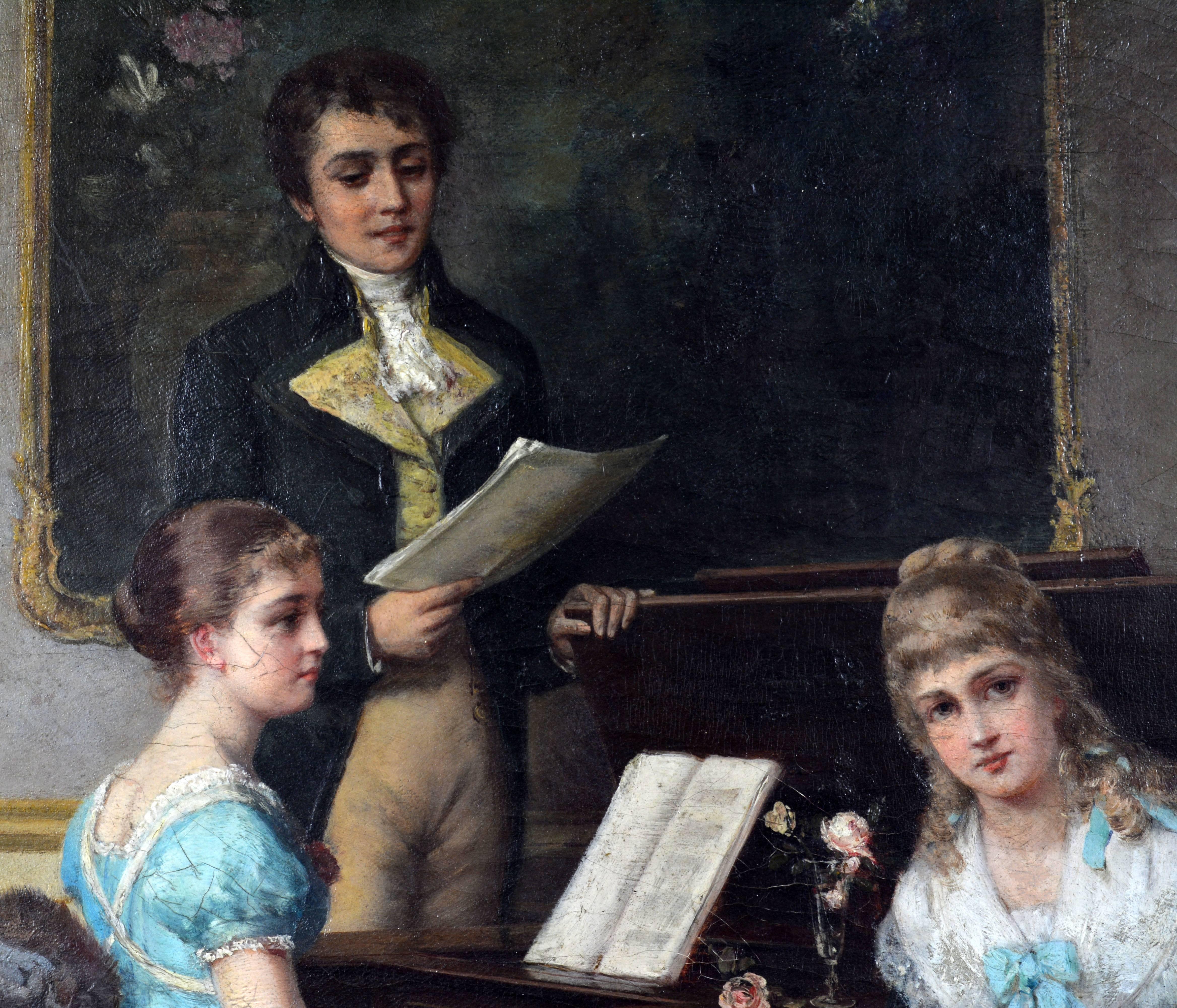 'The Music Hour' by Karl Schellbach, Carved Louis XVI Open Work