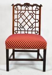 Pair of Late 19th Century English Mahogany Lattice Back Chairs