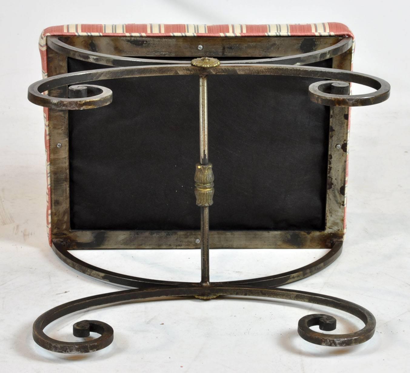 American Pair of Wrought Iron and Brass Vintage Benches