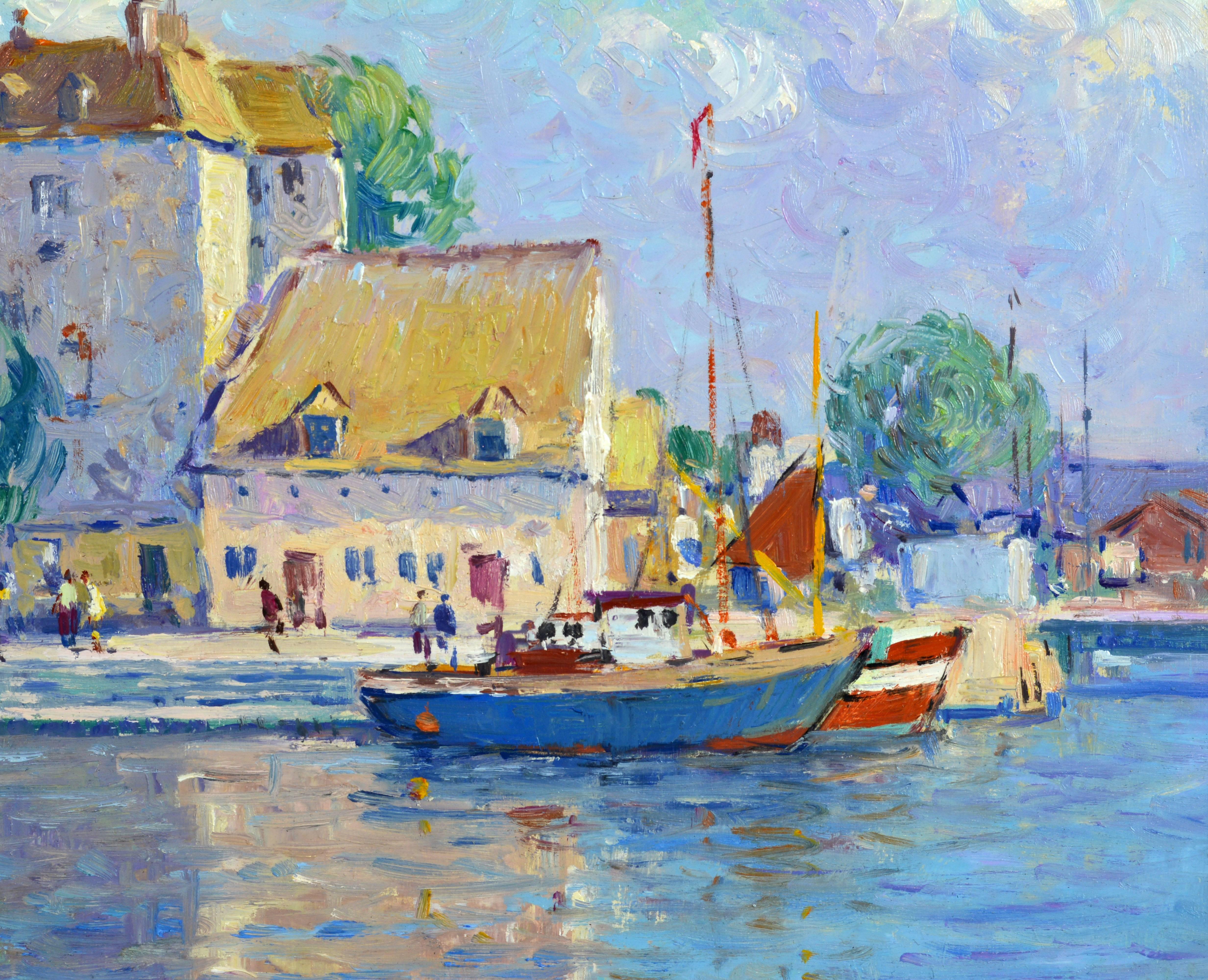 'Honfleur Harbor' Luminous Impressionist Work by Niek van der Plas Dutch b. 1954 In Good Condition In Ft. Lauderdale, FL