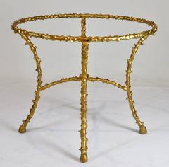 Wonderful Gilt Bronze Faux Twig Style Center Table with Glass Top