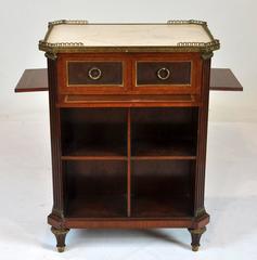 Unusual French Marble-Top Freestanding Cabinet with Bronze Mounts & Work Surface