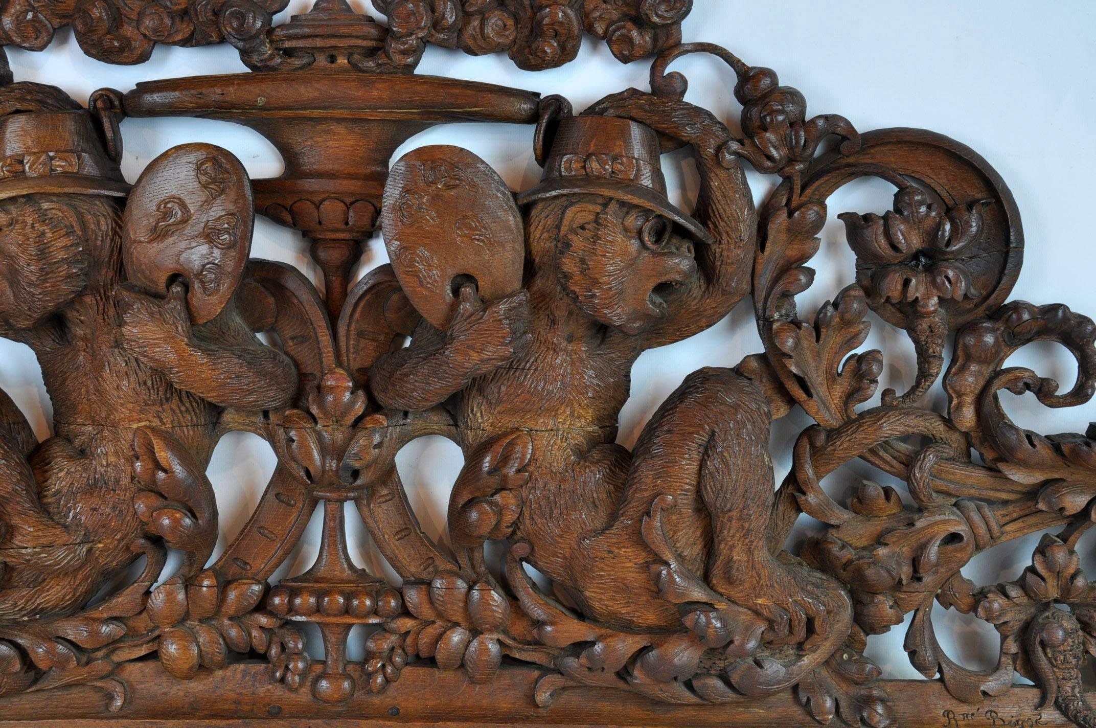 Finely carved black forest carving. Signed by the artist, late 19th century. Good condition with some repairs over the years.