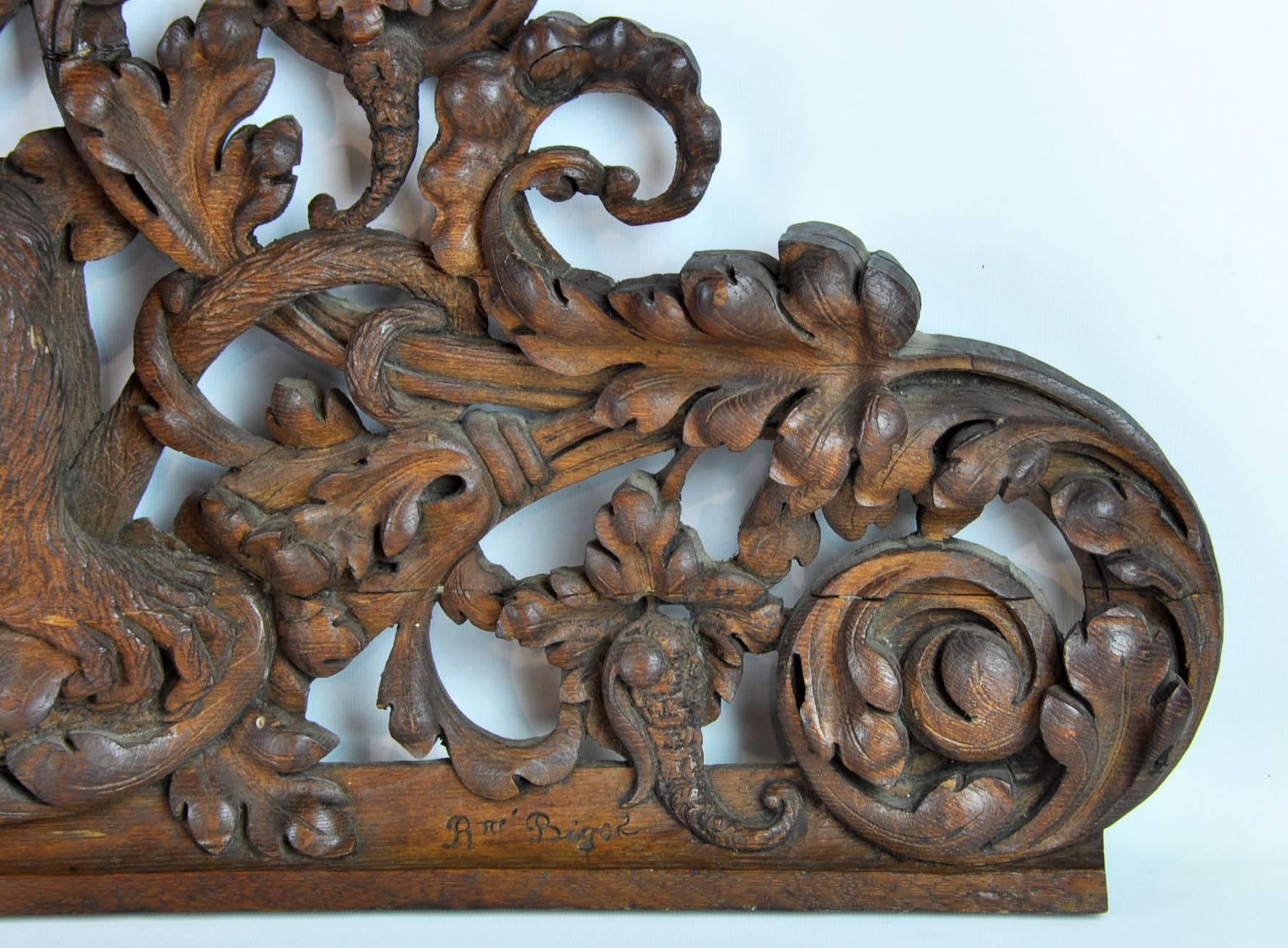 Late 19th Century Swiss Carved Wood Black Forest over Door Carving with Monkeys 2