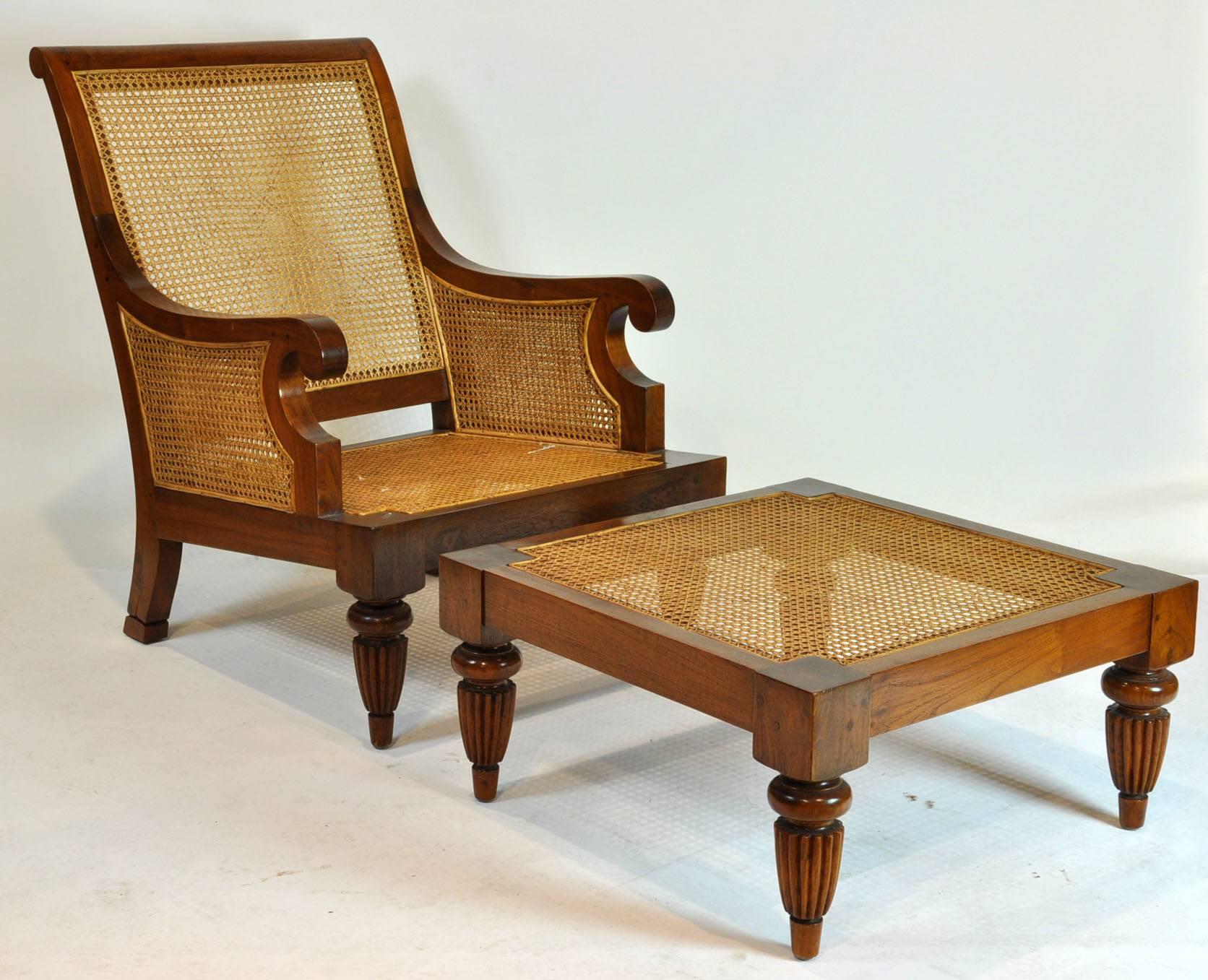 Made originally by British Colonial Imports but now out of production. Canning is still in good condition. Lounge chair or plantation chair. Named 'Lord Canning Lounge Chair'.