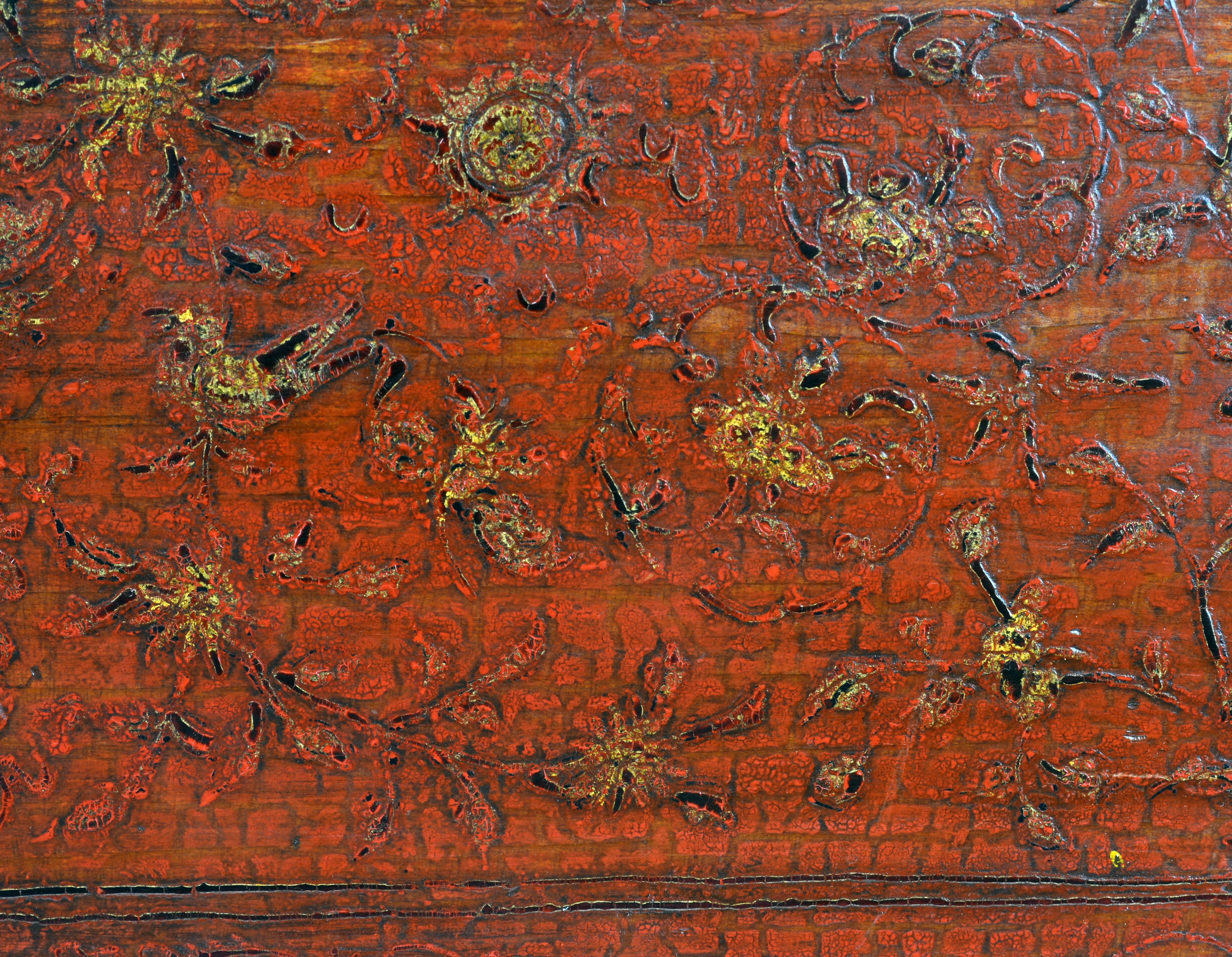Large 19th Century Chinese Wood and Red Lacquer Storage Chest or Trunk In Good Condition In Ft. Lauderdale, FL
