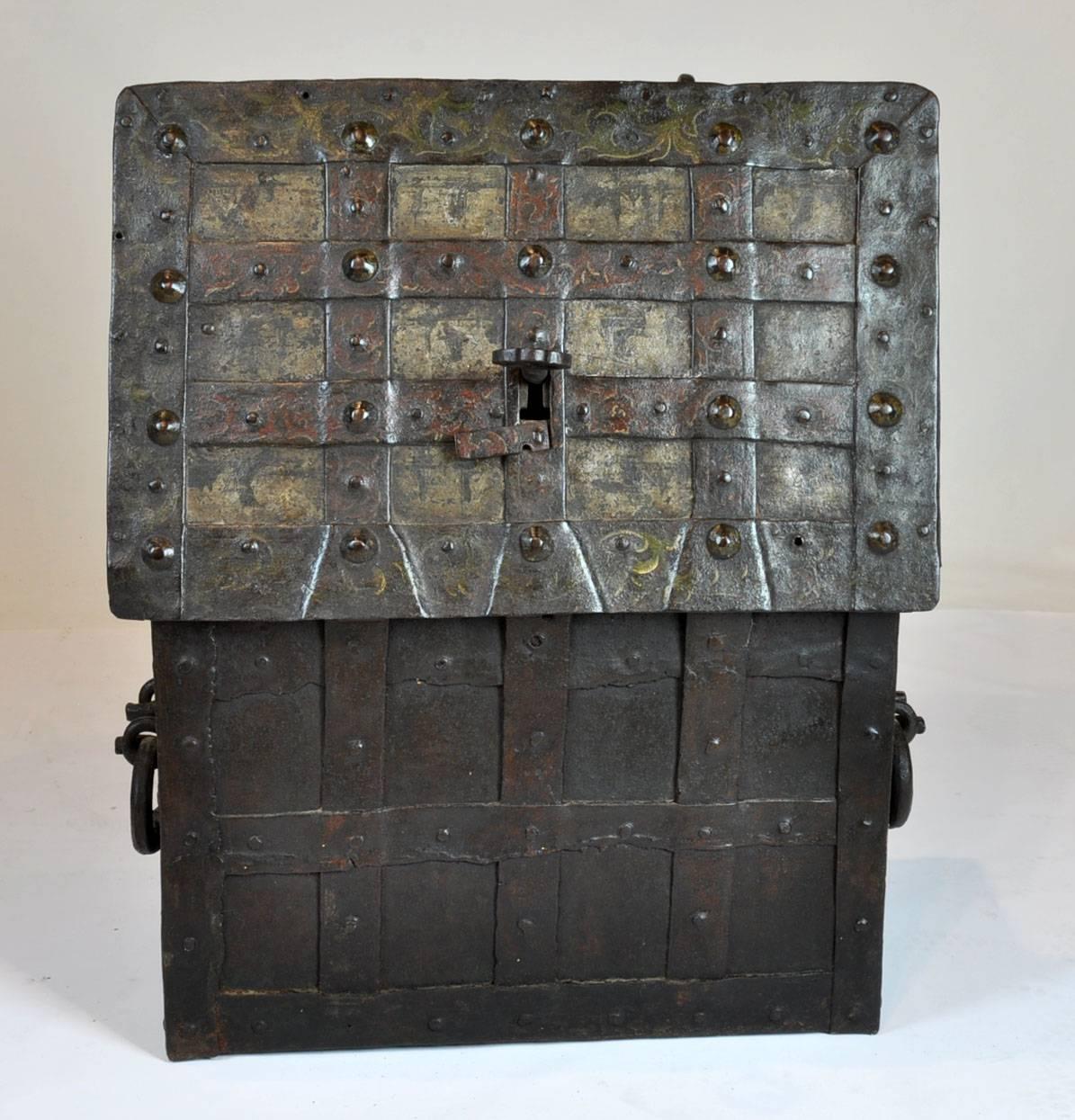 18th-19th Century Spanish Hand-Painted Strongbox/Safe 4