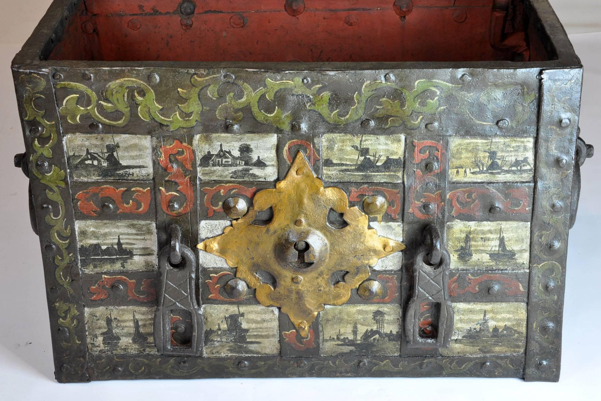 18th-19th Century Spanish Hand-Painted Strongbox/Safe 1