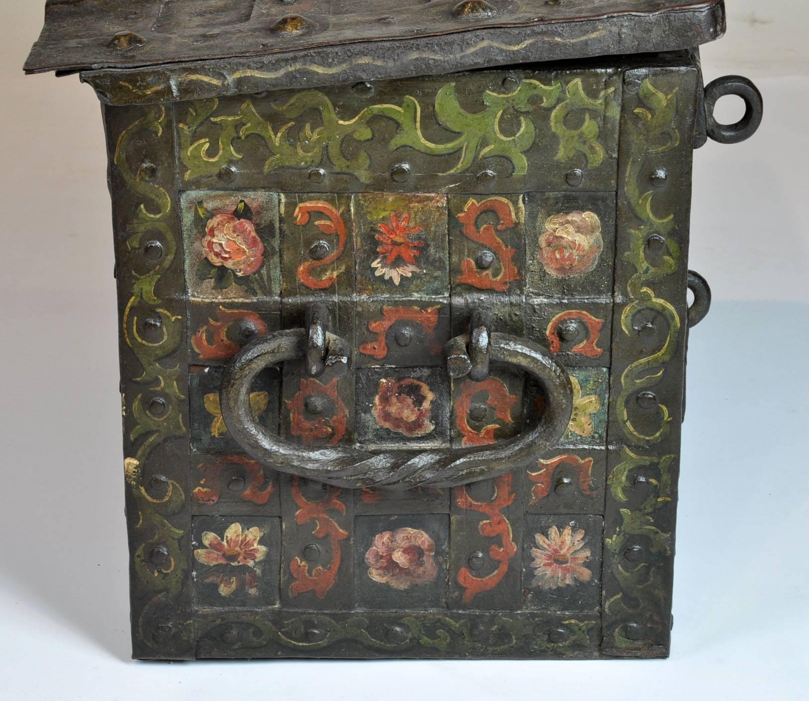 18th-19th Century Spanish Hand-Painted Strongbox/Safe 3