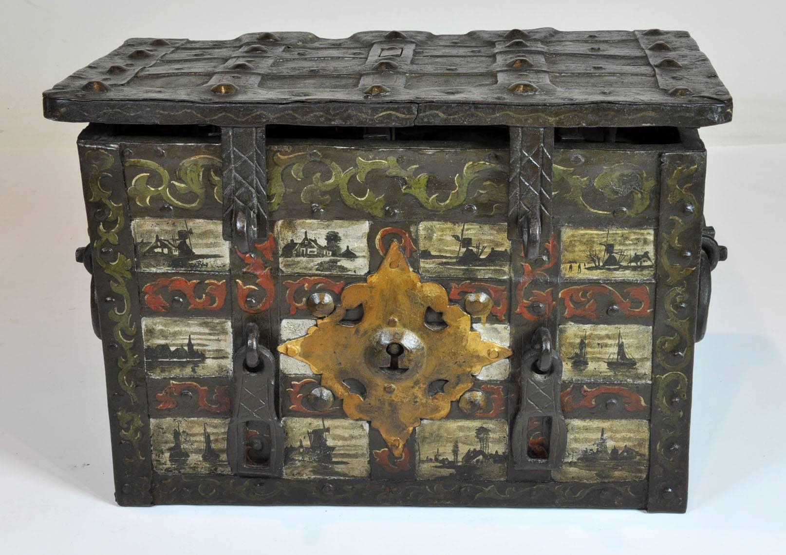 18th-19th Century Spanish Hand-Painted Strongbox/Safe 2