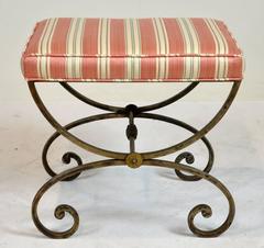 Pair of Vintage Wrought Steel and Brass Benches