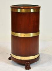 English Mahogany with Brass Bound Cane or Umbrella Holder with Liner