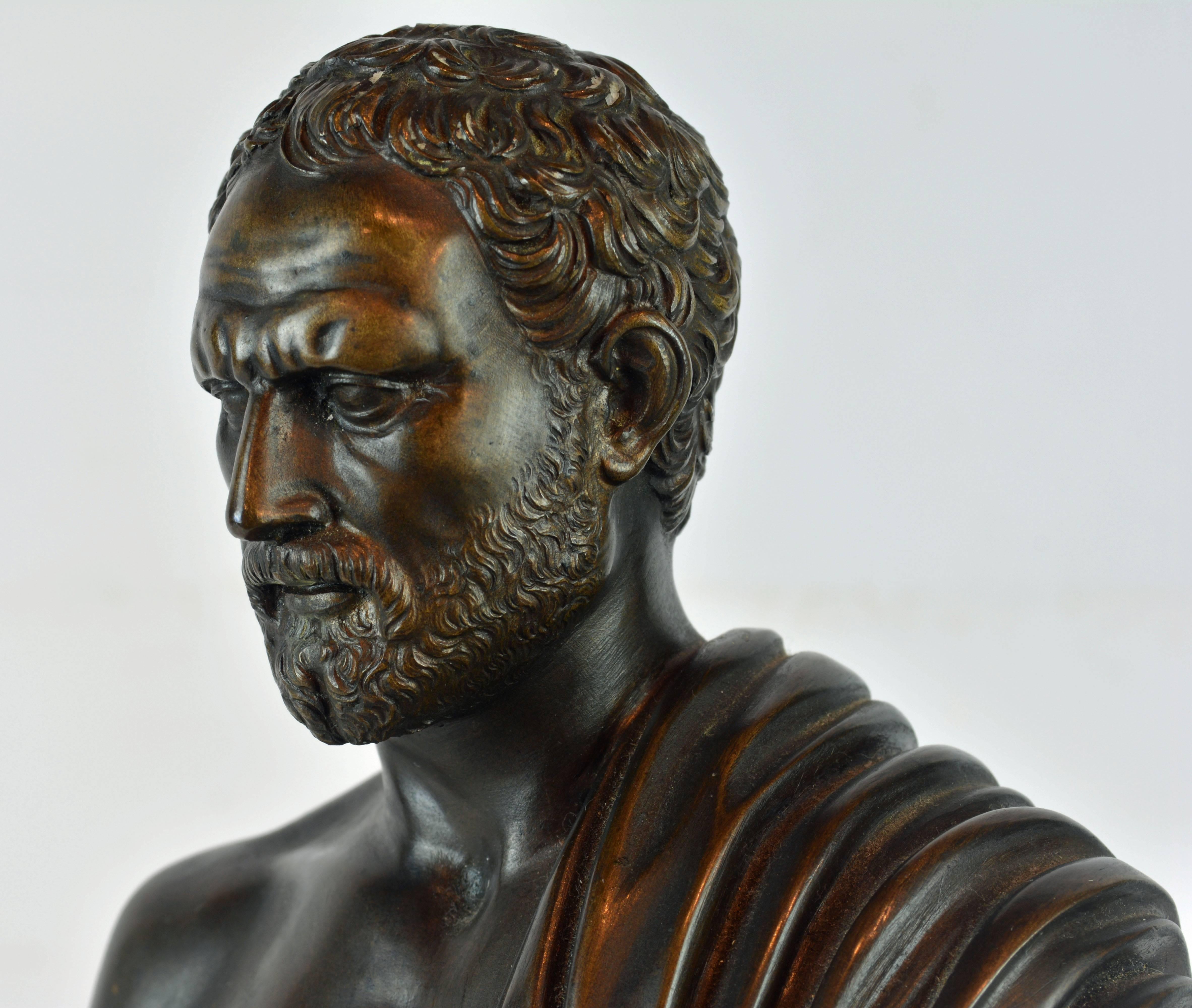 Classical Roman Classical 19th Century Bronze Statue of Demosthenes by Rohrich Foundry in Rome
